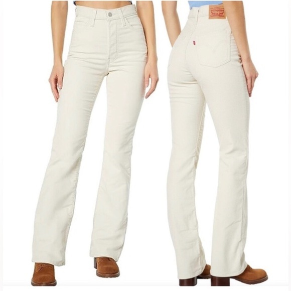 Levi's‎ Whitecap cream Ribcage super high rise Bootcut Corduroy Pants size 24x33 - Picture 3 of 6